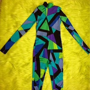 Blue Green Multi Printed Geometric jumpsuit Costume Size Large